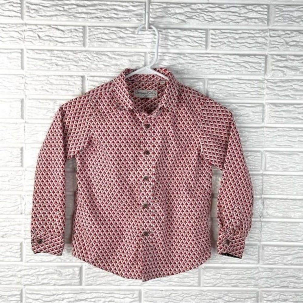 Sovereign Code Little Boys Christmas Gnome Santa Print Button Up Shirt Size 5